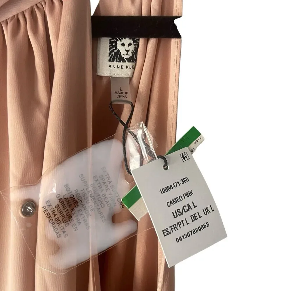 Anne Klein NWT Size Large Dusty‎ Rose Pink Formal Wedding Halter Midi Dress